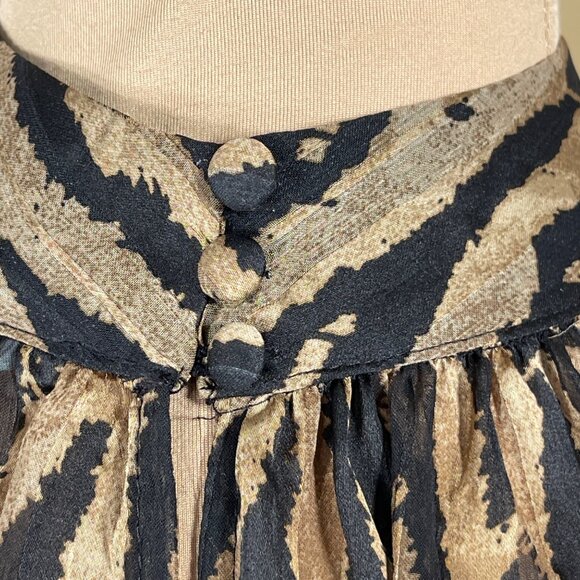 New H & M Women's Blouse Brown Black Leopard Size S Small Mock Neck - Picture 4 of 10